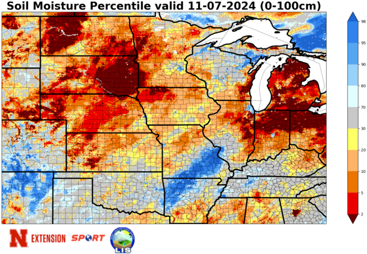 soil moisture percentiles map