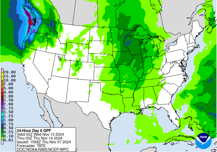 Projected precipitation map