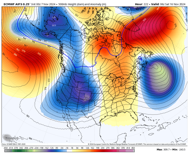 500-mb height anomalies map