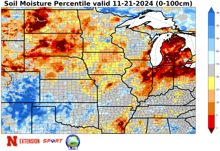 soil moisture percentiles map