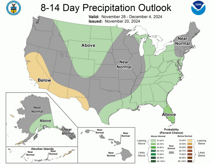 eight- to 14-day precipitation map