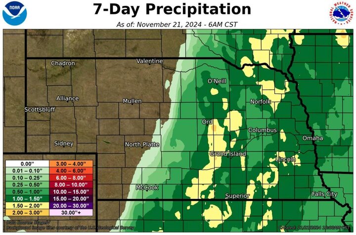 Observed precipitation map