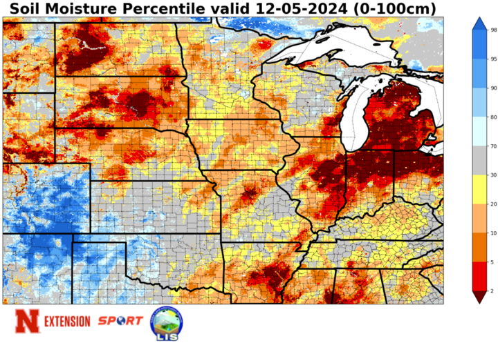 soil moisture percentiles map