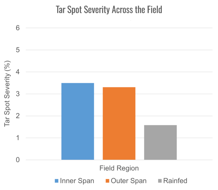bar chart of tar spot impacts by field region