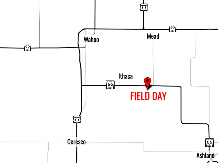 map of route to Soybean Management Field Day site via nearby highways