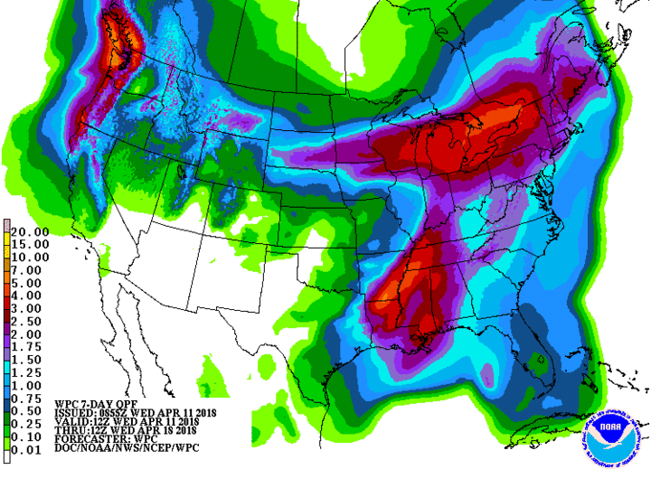 Map of precipitation predicted for April 11-18