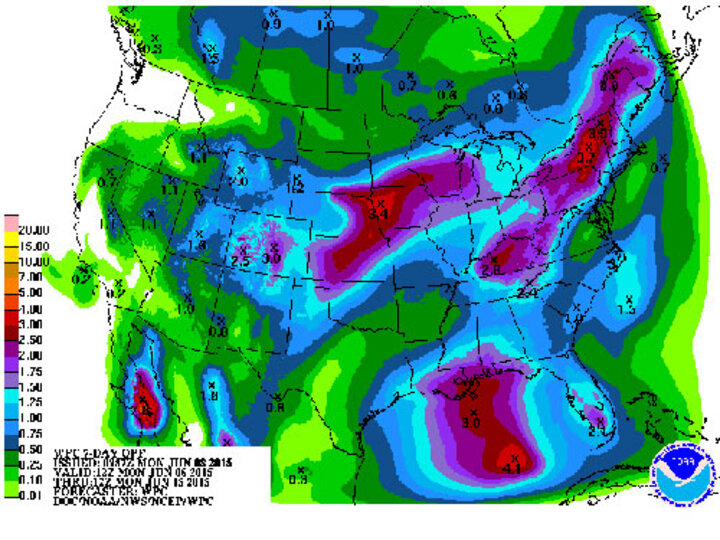 Precipitation forecaste for June 8-15, 2015