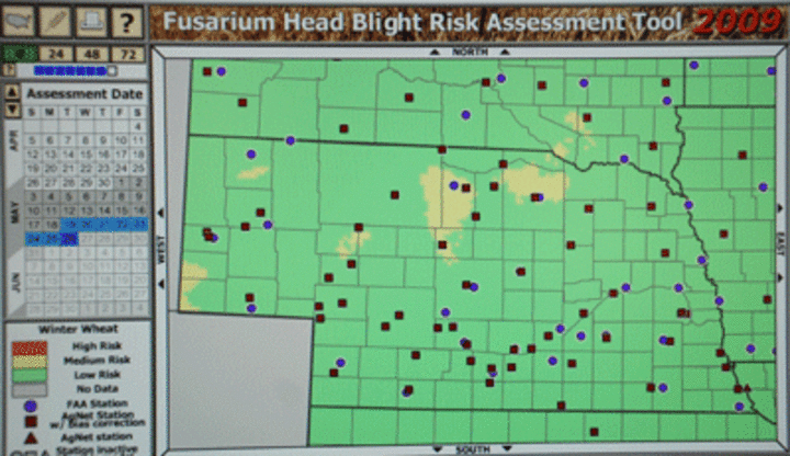 Areas at risk for fusarium head blight