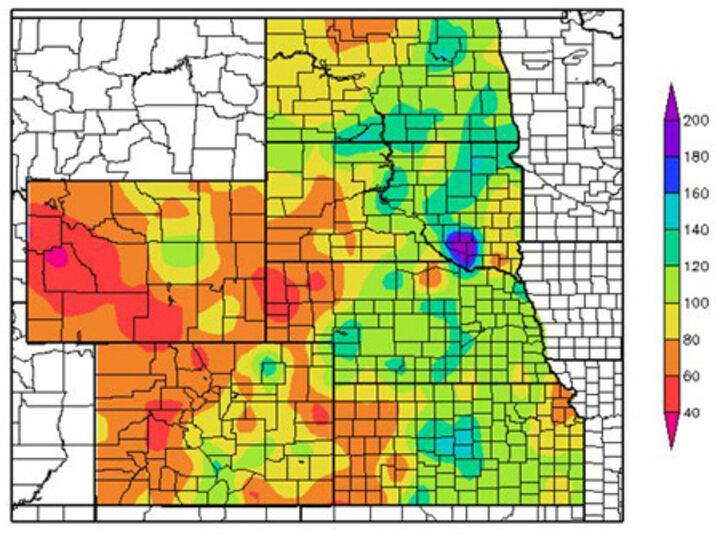 U.S. High Plains map showing precipitation over the last year.