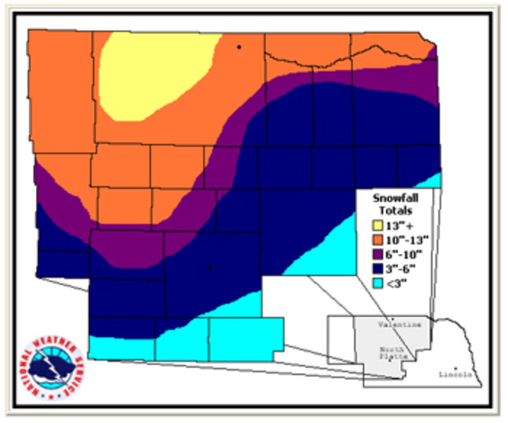 Graphic of total snowfall