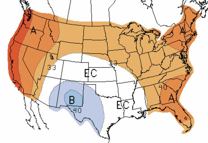 90 day CPC temperature forecast Oct - Dec