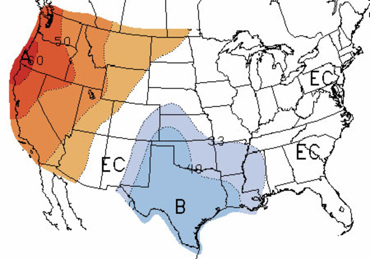 90-day outlook for temperature February-April 2015
