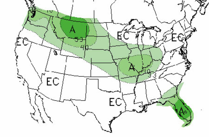 30 Day precipitation forecast May 2014