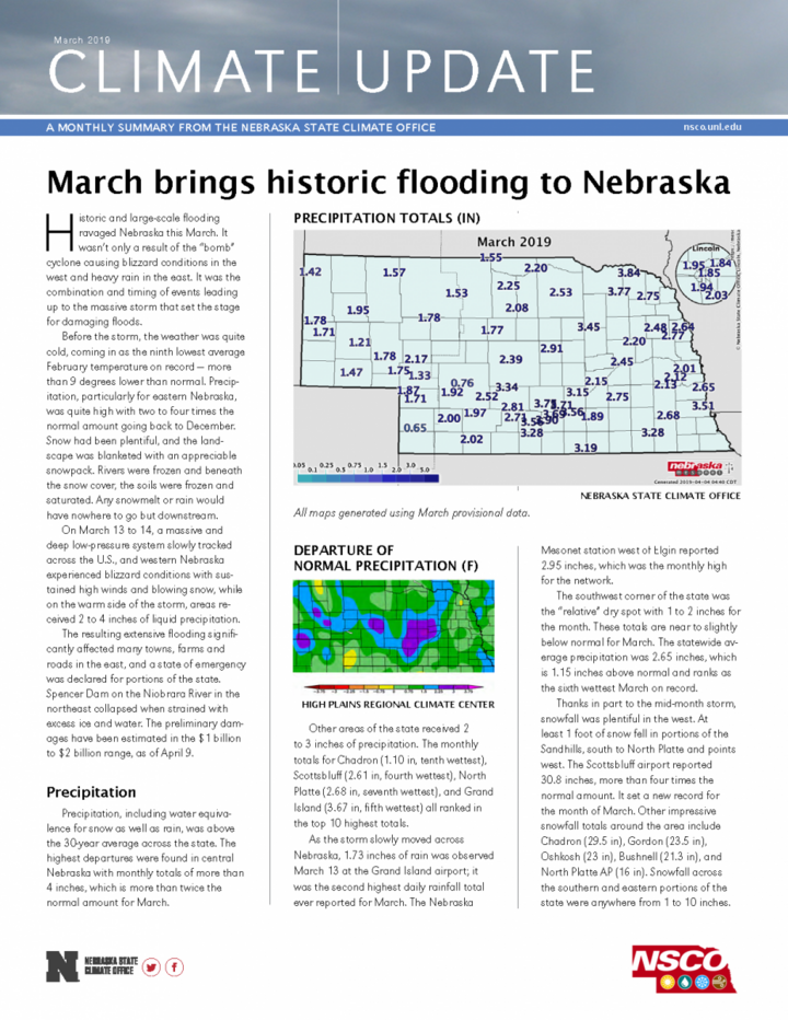 Cover of March 2019 Climate Update