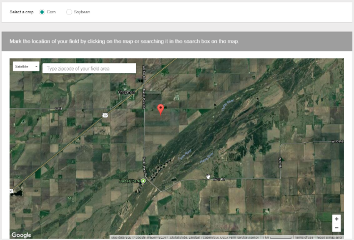 Map showing field location