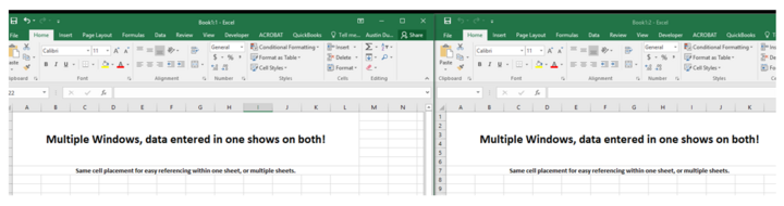 Split windows in Excel