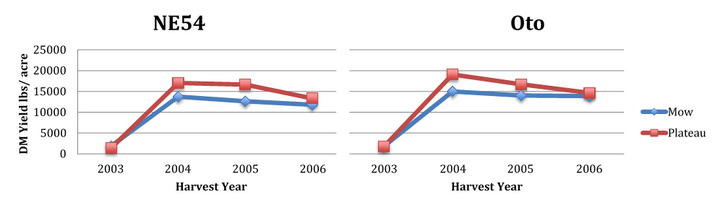 Graph of weed control effect on DM