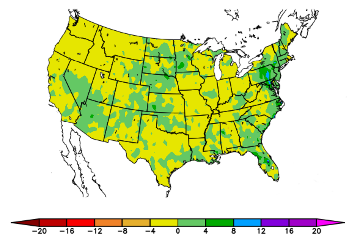 US map showing departure from normal precipitation for July 1-30, 2018