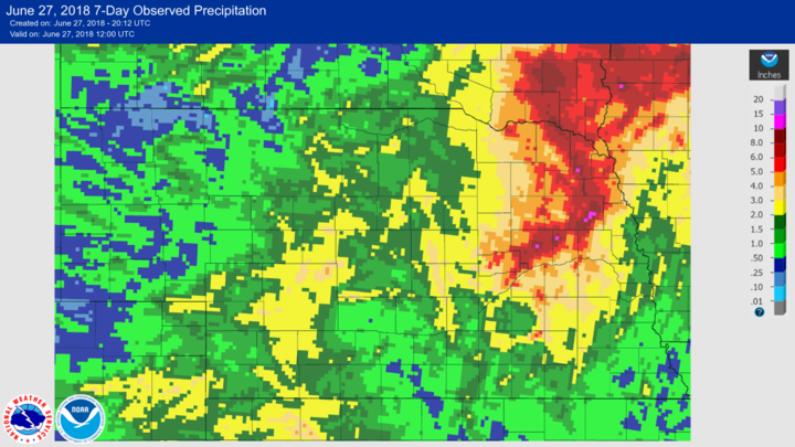 National Weather Service radar estimated precipitation map