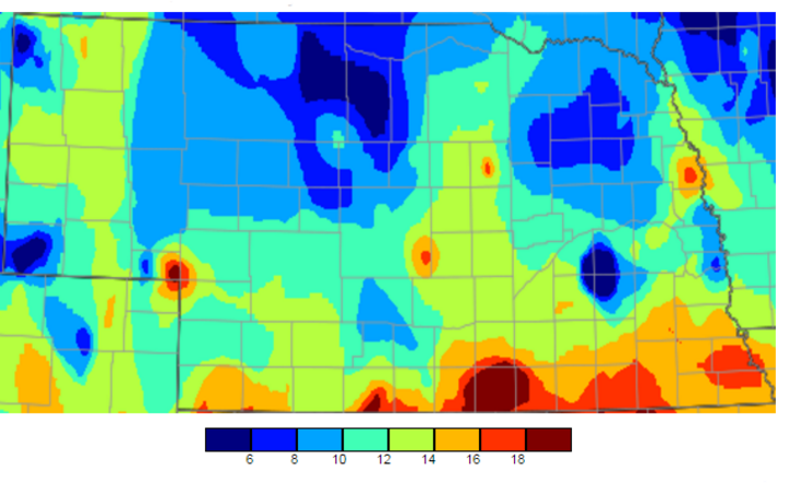 Map of June 2016 maximum temperatures in Nebraska