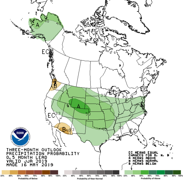 US map indicating CPC precipitation outlook