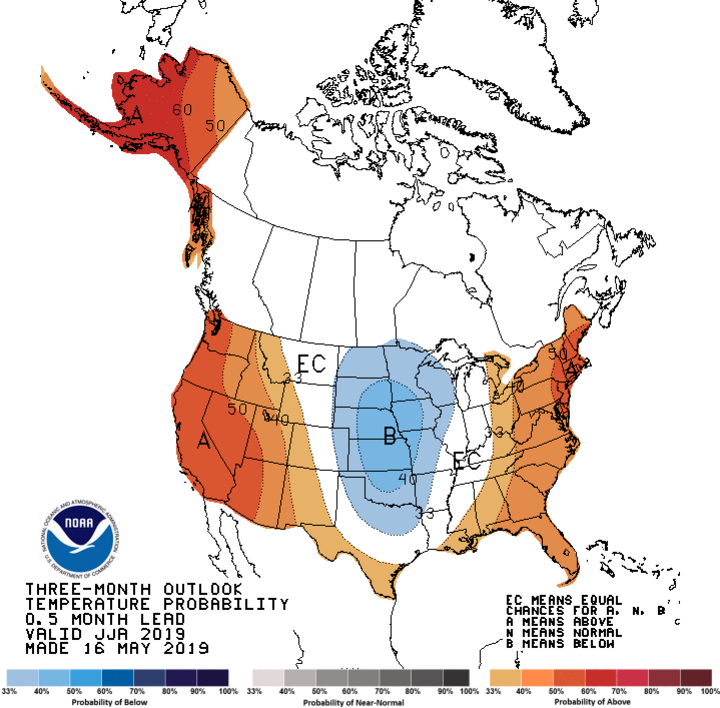 US CPC June - August Temperature Oulook