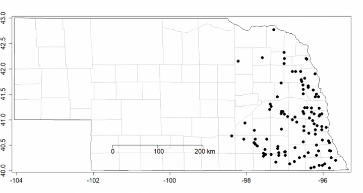 Sites of waterhemp populations