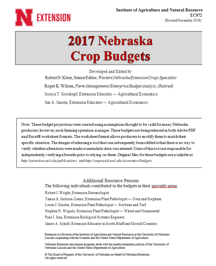 crop budget cover