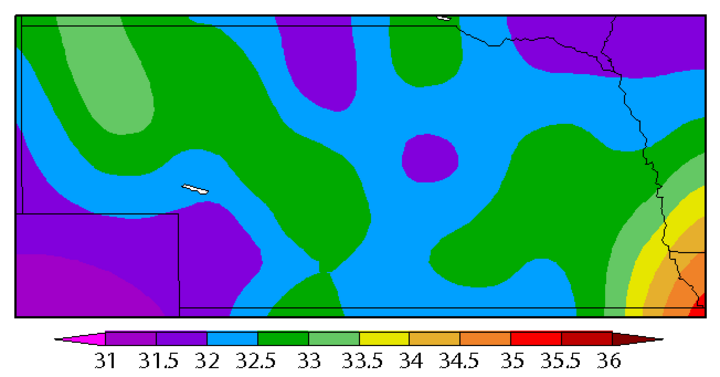 Nebraska soil temperature map Feb 5 2016