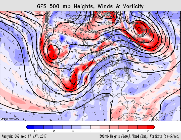 NOAA GIS upper air chart for May 17, 2017