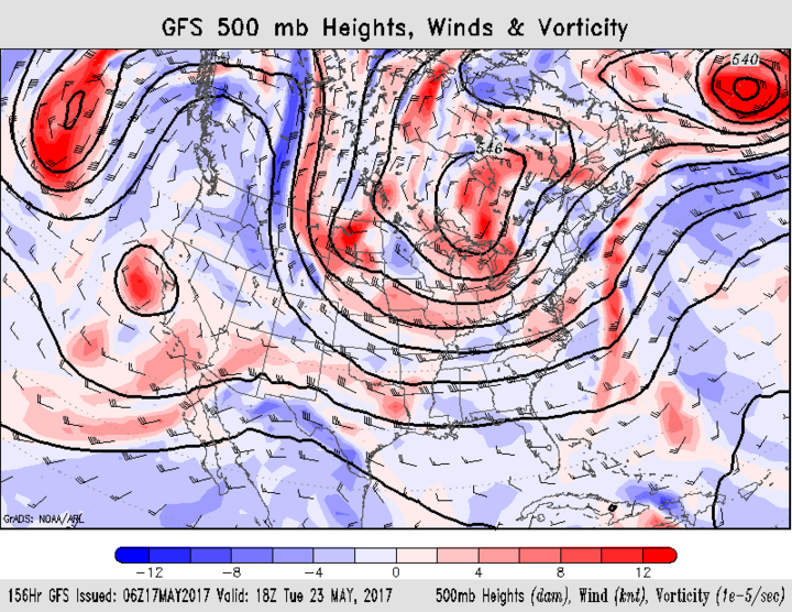 NOAA GIS upper air chart for May 23, 2017