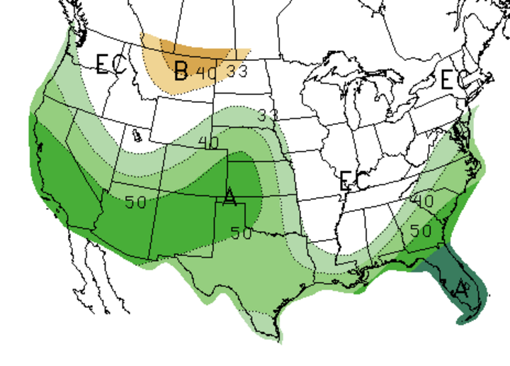 Map of US soil moisture in March 2016