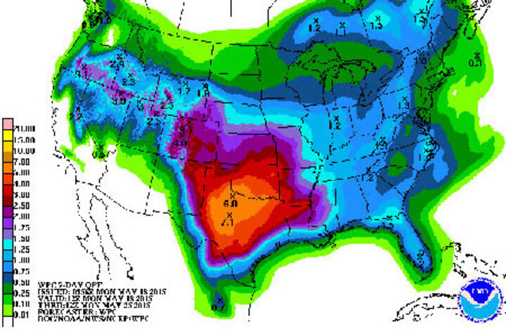 National map of precipitation May 11-17