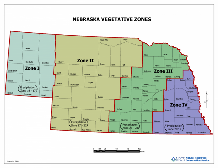 Nebraska map of vegetative zones