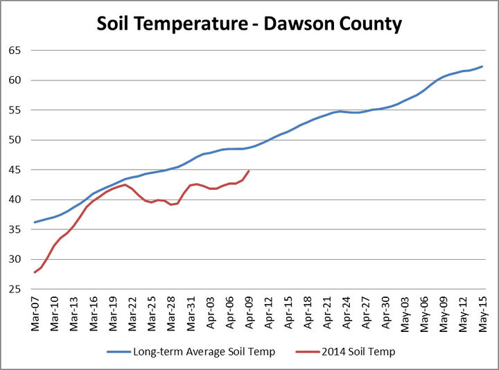 Chart soil temperature trends in Dawson County