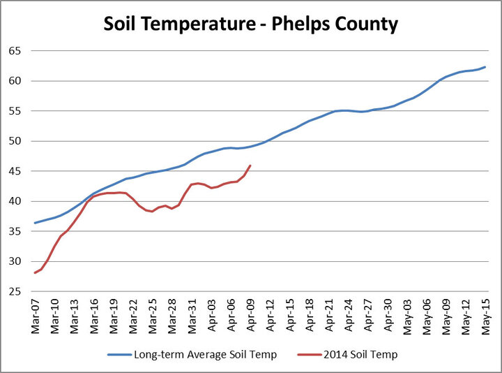 Chart soil temperature trends in Phelps County