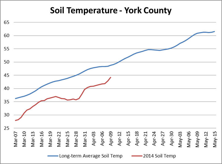 Chart soil temperature trends in York County