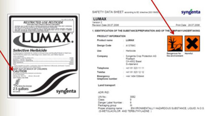 Comparison of pesticide product information 