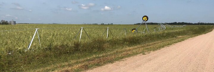 Pivot overturned during Aug. 16, 2018 thunderstorm in Howard County (Photo by Troy Ingram)