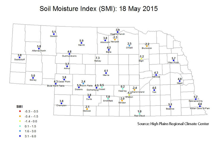 Soil moisture index May 18, 2015