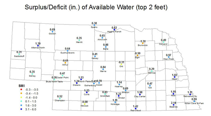 Map showing surplus or deficit