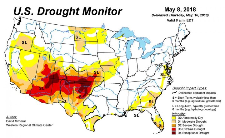 US map of drought areas 