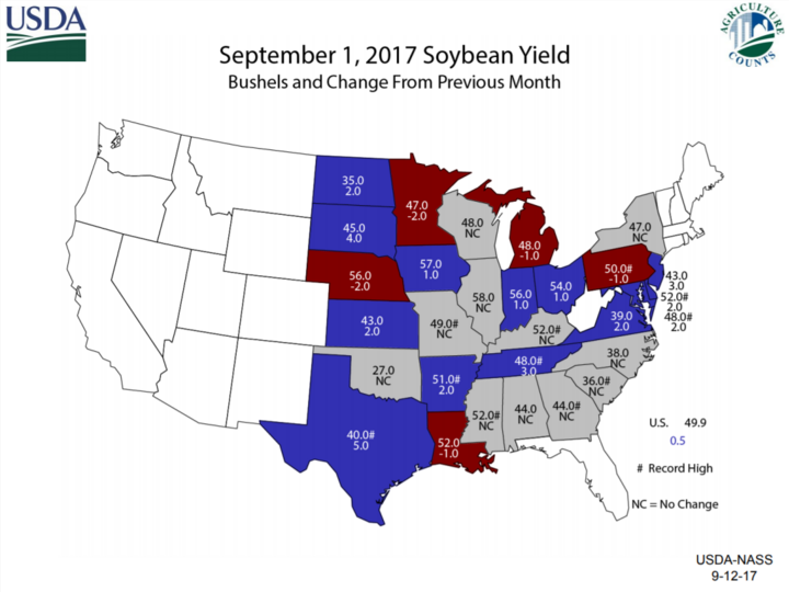 Map of forecast 2017 production by state