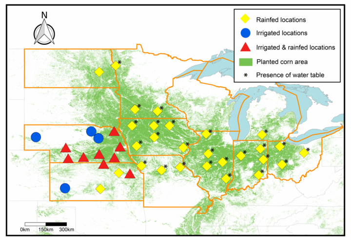 Locations of forecasted sites