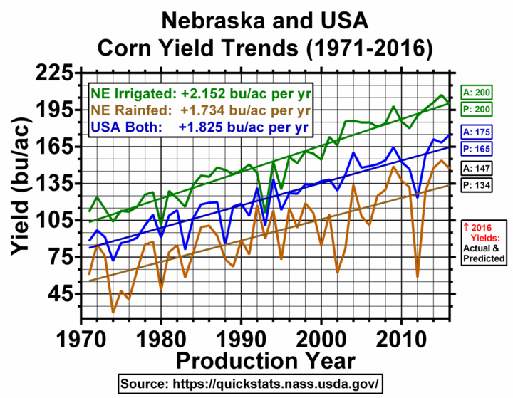 chart of corn yield data