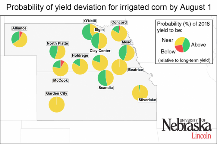 Map showing irrigated corn deviation by site