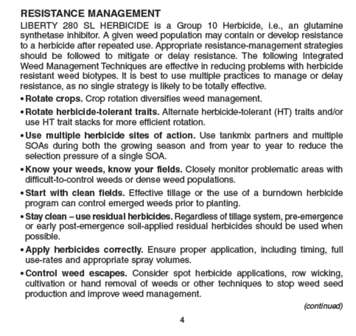 Herbicide label information