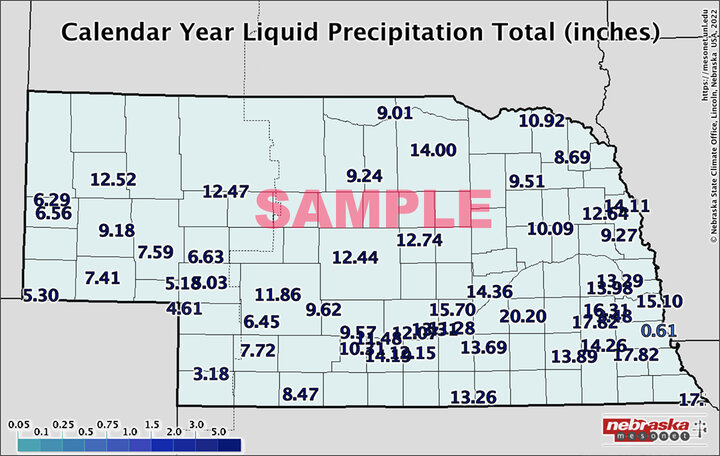 Sample map of precipitation totals