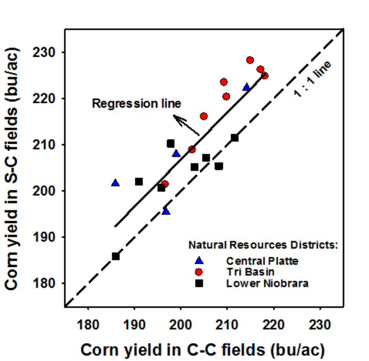 Graph showing yield differences between rotations