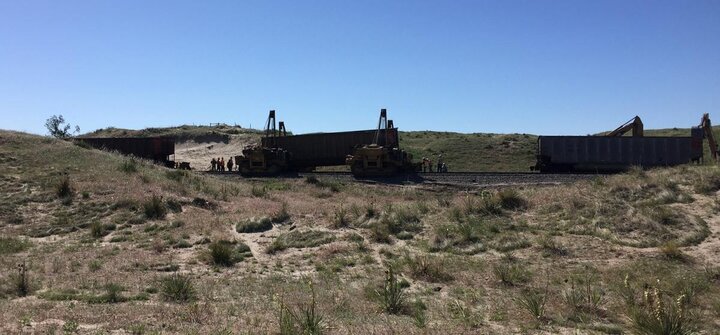 Resetting derailed train following severe storm